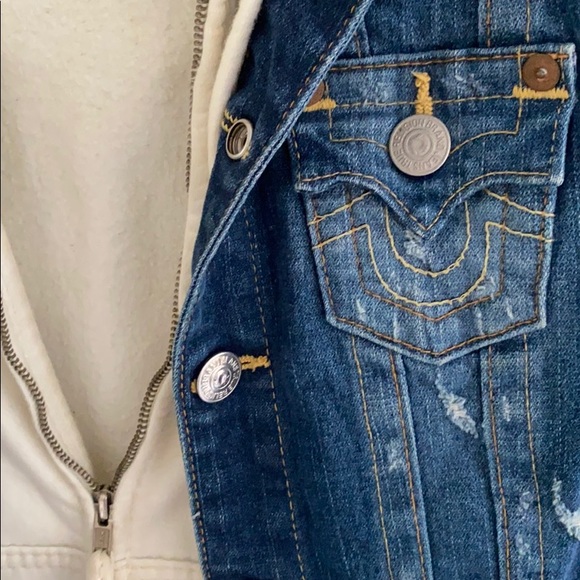 True religion Jean jacket with built in hoodie - Picture 2 of 5